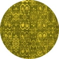 thumbnail image 1 of Ahgly Company Machine Washable Indoor Round Abstract Yellow Contemporary Area Rugs, 7' Round, 1 of 4