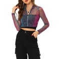 thumbnail image 1 of INSPIRE CHIC Veste Courte de Noël pour Femmes, Col Montant Pailleté, Bleu m, 1 of 7