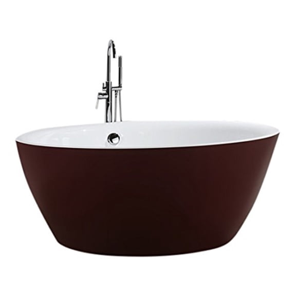 Red Freestanding Bathtub 59" Round Soaking Tub - Acrylic Pedestal Bath