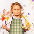 thumbnail image 2 of Green Beige Checkerboard Checkered Pattern Kids Aprons for Girls and Boys,Adjustable Neck Strap Toddler Aprons for Kids Cooking Baking, 2 of 6