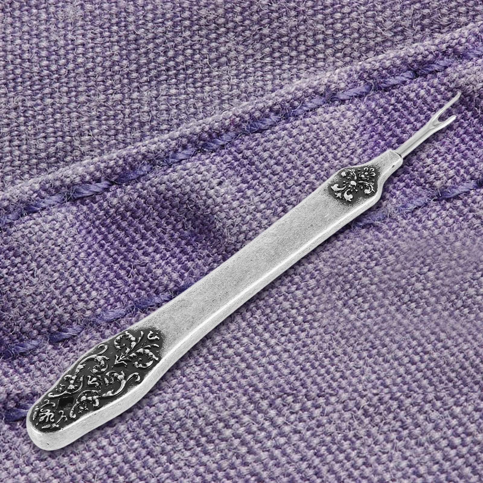 WEUVEB Ergonomic Plated Silver Metal Seam Ripper for Sewing Fine Crafted Stitch Removal