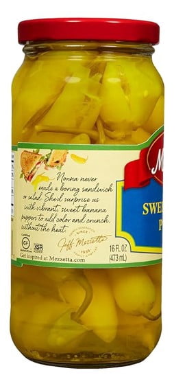 Mezzetta Sweet Banana Peppers, 16 fl oz Jar (Pack of 18)