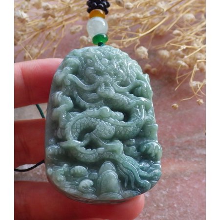 Certified Green Burma 100% Natural A Jade jadeite pendant Dragon Necklace 594496 TN