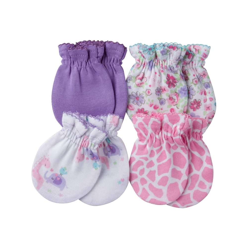 Gerber Gerber Newborn Baby Girl Assorted Mittens, 4Pack Walmart