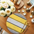 thumbnail image 2 of Round Placemats Yellow Gray White Stripe 15 inch Set of 6 Table Mats for Dining Table Retro Wood Grain Heat Resistant Non-Slip Kitchen & Home Decorative Place Mat Set, 2 of 8