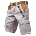 thumbnail image 3 of Havenx Men's Retro Independence Day Flag Cargo Shorts America Flag Cargo Shorts with Multi Pockets Distressed Washed Pant Casual 250 Years Of Freedom Cross Patriotic Dress,Light Gray 3XL, 3 of 3