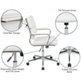 thumbnail image 4 of Emma + Oliver Mid-Back White LeatherSoft Contemporary Panel Executive Swivel Office Chair, 4 of 13