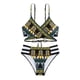 thumbnail image 4 of MKLEKYY Trajes De Baño Women High Waisted Bikini Sexy Push Up Two Piece Swimsuits Vintage Swimsuit Two Piece Retro Ruched High Waist Print Bikini Set 1782, 4 of 6