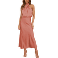 thumbnail image 1 of Elegant Sleeveless Halter Satin Summer Wedding Evening Dress, 1 of 6
