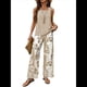 thumbnail image 1 of Conjuntos de Dos Piezas de Verano para Mujer 2025, Jersey de Cuello Cuadrado, Chaleco, Estampado Floral, Cinturón y Pantalón Caqui XXL, 1 of 6