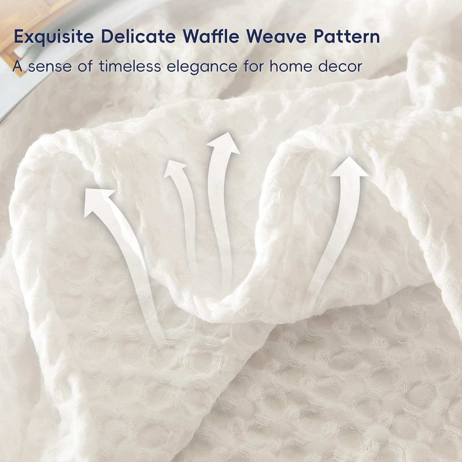 PHF Ultra Soft Waffle Weave Blanket King Size, Washed Lightweight Summer Breathable Blankets for Hot Sleeper, Coconut White, 104x90 inches