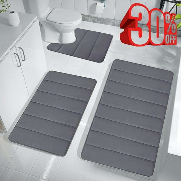 Fmxomd Bathroom Rug, Soft Absorbent Bathroom Mat and Bath Mat, Premium Memory Foam Bath Rug Machine Washable (16"x24",Dark Grey)