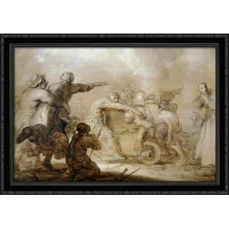 Altogether too stupid! 40x28 Large Black Ornate Wood Framed Canvas Art by Adriaen van de Venne