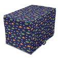 thumbnail image 1 of Cartoon Dog Crate Cover, Unknown Flying Object Ufo in Sky with Clouds Playful Pattern, Easy to Use Pet Kennel Cover Small Dogs Puppies Kittens, 7 Sizes, Indigo and Multicolor, by Ambesonne, 1 of 6