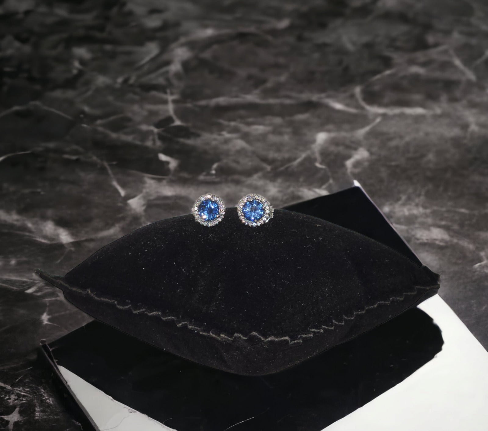PANDORA Blue Round Sparkle Stud Earrings 296272C01 Walmart