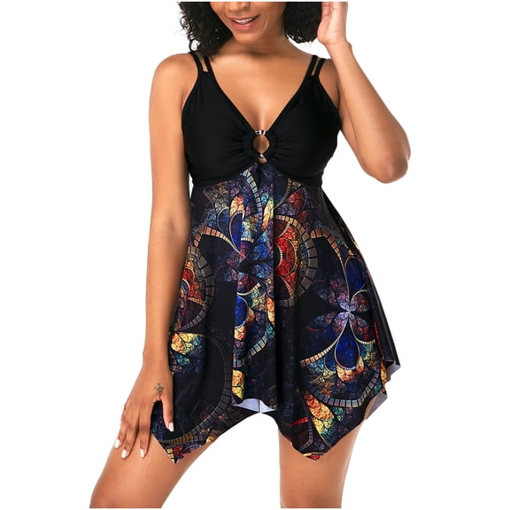 Women'S Swimwear Fashion Printed Bikini Push-Up Padded Summer Tops,Black,M