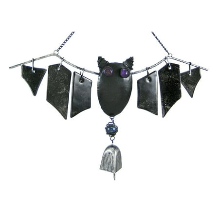 cool metal and glass bat windchimes halloween