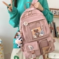 thumbnail image 4 of Bsvklp Mochila Transparente De Patchwork De Estilo Preppy Para Mujer Mochila Grande Para Estudiantes (Rosa) Bsvklp Para estrenar, 4 of 9