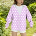 thumbnail image 4 of SonxaHe Big Girl' Hooded Jacket Dots Print Zip Up Loose Sweatshirt Lightweight Fall Casual Jackets Purple,Sized 10-11, 4 of 4
