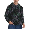 thumbnail image 2 of Pofeuu Lavender Flowers Print Mens Casual Hooded Collar Drawstring Hoodies Pullover Sweatshirts Casual Long Sleeve Shirts-X-Large, 2 of 7