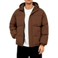 thumbnail image 2 of Men's Oversized Casual Down Jacket with Long Sleeves and Hood for Layering, Winter Comfort, and Holiday Outings,Brown,S, 2 of 9