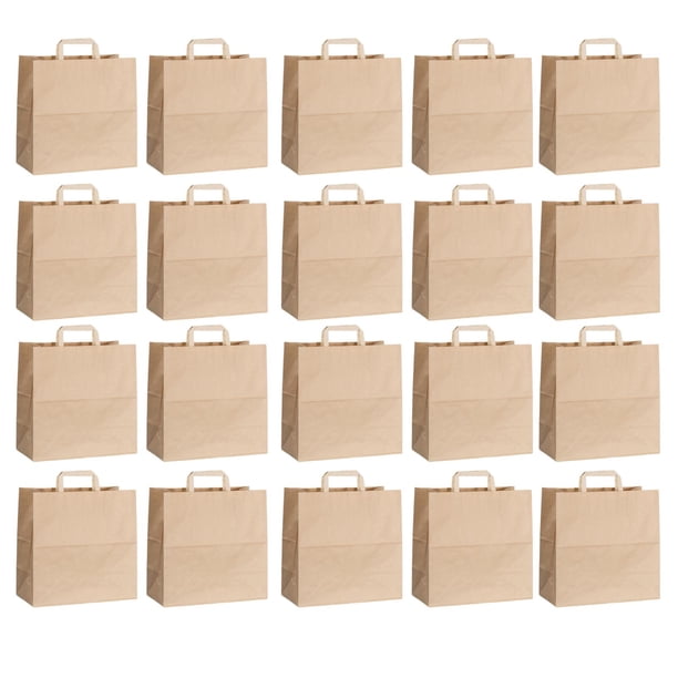 50 bolsas de papel marrón resistentes, bolsas de compra Kraft para fiestas navideñas y cumpleaños. 39x36x19cm