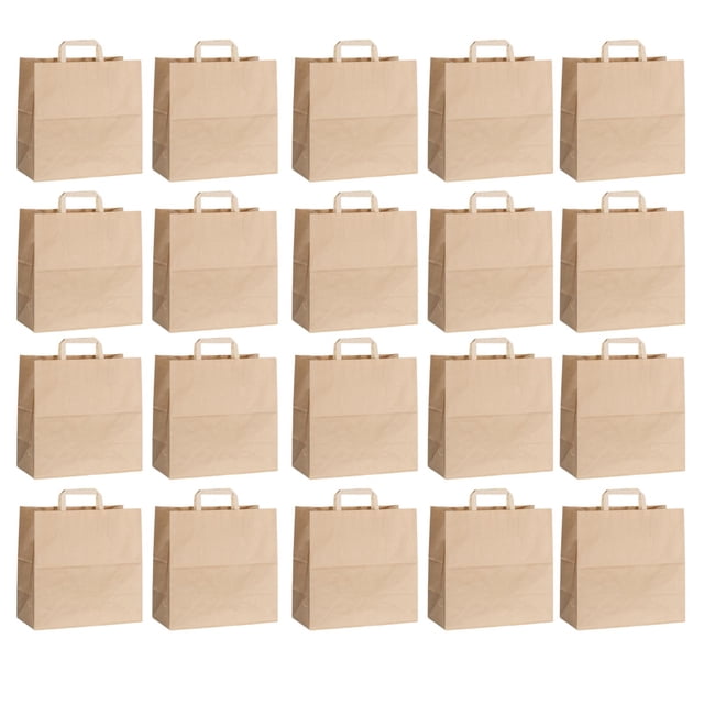 50 bolsas de papel marrón reciclables para compras, ideales para regalos navideños y venta al por menor. 39x36x19cm