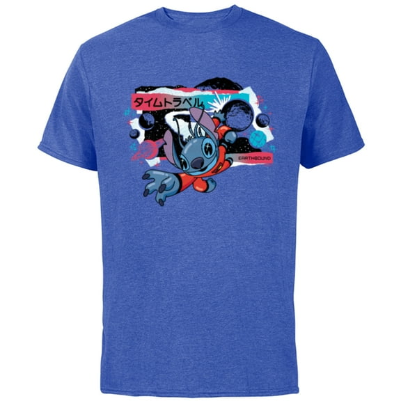 Disney Lilo & Stitch Techno Time Travel Earthbound - Short Sleeve Cotton T-Shirt for Adults - Customized-Royal Heather