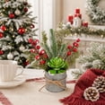 thumbnail image 5 of Euahivb Christmas Artificial Greenery Decor Farmhouse Floral Arrangement with Pine Berries and Succulent in Rustic Tin Pot for Holiday Tabletop Shelf Centerpiece, 5 of 8