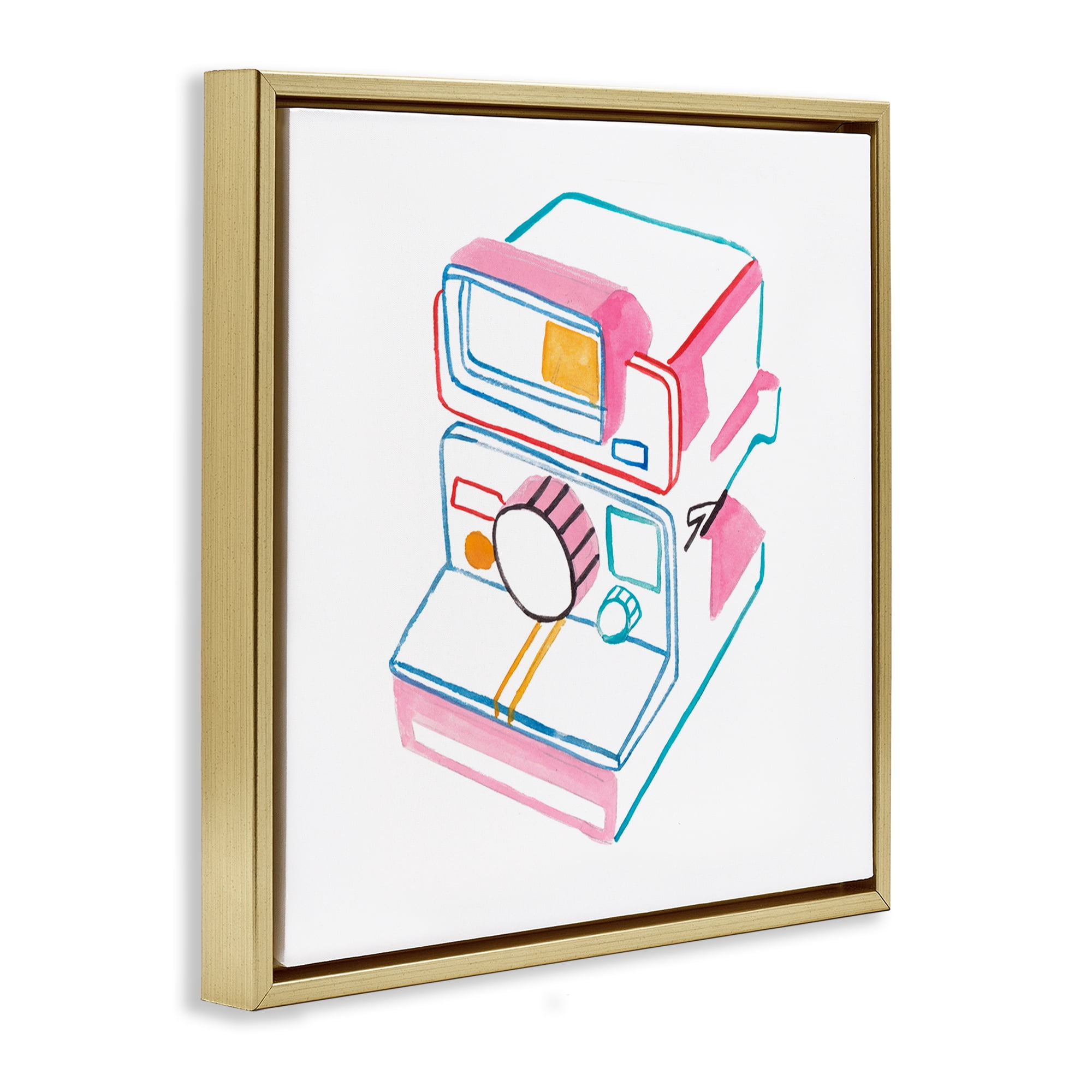 Stupell Industries Pastel Film Camera Novelty Painting Gold Floater Framed Art Print Wall Art, 18 x 18