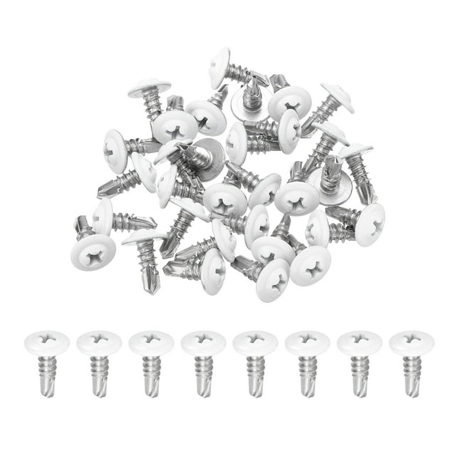Uxcell 30 Pcs M4.8x13mm Vis Autotaraudeuses Blanches pour Métal, Argent