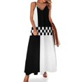 thumbnail image 1 of Vestido largo sin mangas con bloques de color blanco y negro de Mod Ska, mono de verano para mujer, vestido de verano para mujer 2024, 1 of 7