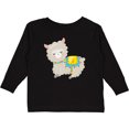 thumbnail image 3 of Inktastic Cute Llama with Colorful Blanket Boys or Girls Long Sleeve Toddler T-Shirt, 3 of 5