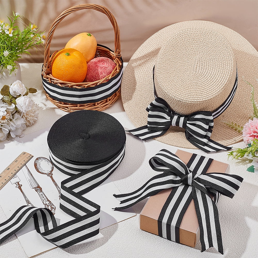 Polyester Stripe Ribbons Black 1-5/8 inch(40mm)
