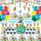 thumbnail image 2 of Juego de vajilla de decoración para fiesta de cumpleaños con tema de fiesta con palabras, plato y vaso de papel con animales de dibujos animados, suministros para fiesta de bienvenida para el futuro b, 2 of 4