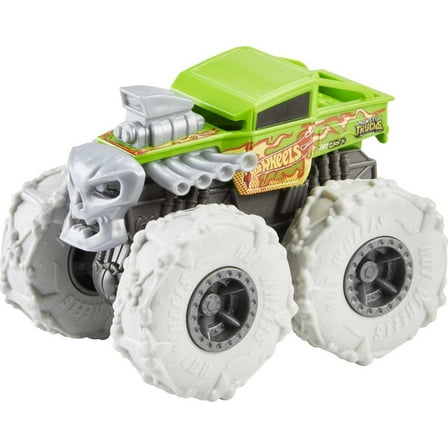 Hot Wheels Monster Trucks 1:43 Scale Bone Shaker Rev Treadz Toy Truck, Pull Back & Release, 0.53 lb