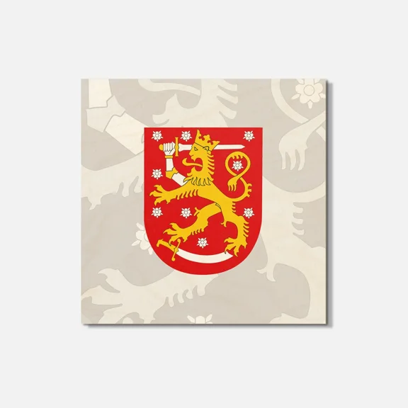 Finland Coat Of Arms 4'' X 4'' Square Wooden Coaster