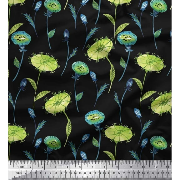 Soimoi Cotton Duck Fabric Lotus Seed Watercolor Print Fabric by Yard 42 Inch Wide