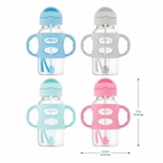 Dr. Brown's Milestones Wide-Neck Sippy Straw Bottle with Handles, 9oz/270ml, Gray/Green, 6m+, 2 Pack