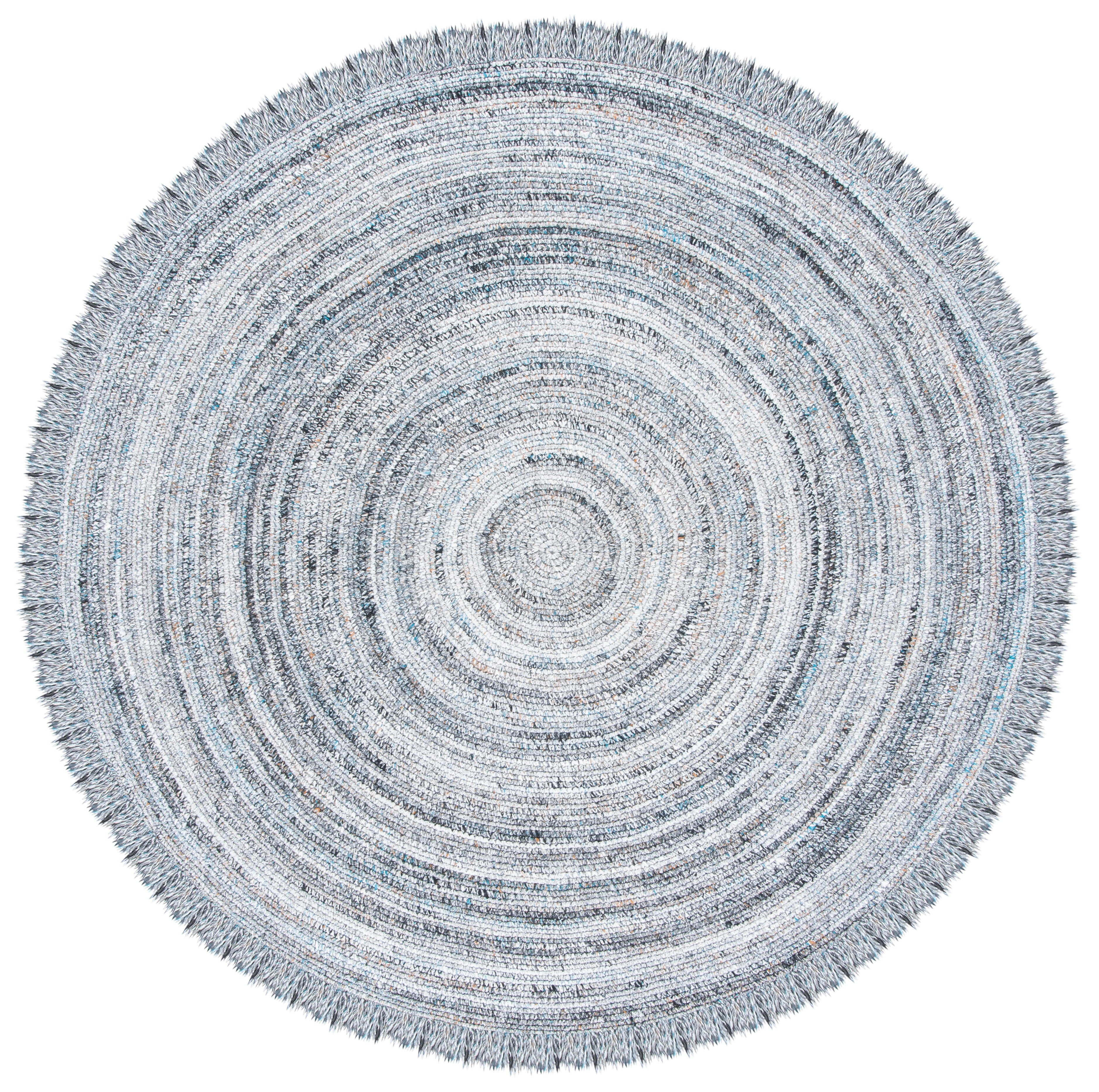 SAFAVIEH Braided Isador Solid Polyester Reversible Area Rug, Gray/Blue, 6' x 6' Round