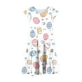 thumbnail image 4 of 6-15Y Girls' Summer Smocked Ruched Princess Ruffled Short Sleeves Tiered Gradient Skirt Round Neck Multi-Color Prints Soft A Line Dress, 4 of 5
