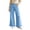 Blue, variant on Women's Fashion High Waist Straight Leg Jeans Ruffle Hem Denim Long Pants with Pockets Button Zipper Casual Trouser