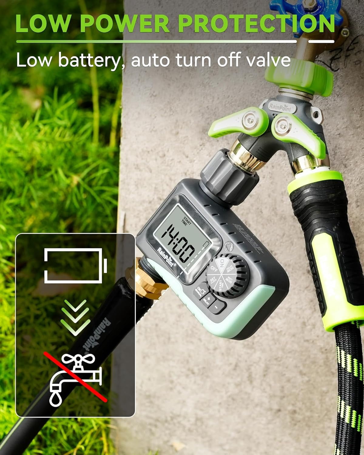Nordic Hygge Programmable Water Timer for Garden Hose with Rain Delay/Manual/Automatic Watering System