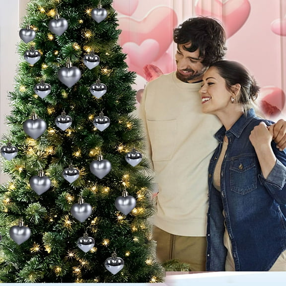Steadline 12 Piece Heart Ornament Set Romantic Valentine's Day Decor with Dual Finish Design Unique Hanging Decoration Gift for Couples Holiday Celebration