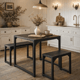 thumbnail image 5 of Aiho 25.6" Dining Table Set for 2, Kitchen Table with 2 Stools, Wood Dining Room Dinette Sets with Metal Frame for Breakfast Nook and Small Space - Black, 5 of 6