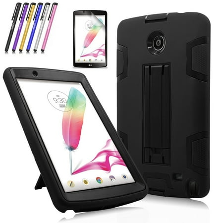 Lenovo Tablet 2 Protective Case Mignova Heavy Duty rugged impact Shock-Proof Case with Build In Kickstand Protective Case For LG G Pad F 8.0 / LG GPad II 2 8.0 Inch Tablet + Screen Protector Film and stylus pen (Black / Black) ()