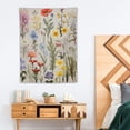 thumbnail image 2 of ONETECH  Wildflowers Vertical Tapestry Wall Hanging, Illustrative Reference Chart Tapestry With Word, Beige White Vintage Tarot Flag Straight Tapestry, 2 of 7