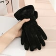 thumbnail image 4 of 1 Pair Winter Gloves Thick Plush Lining Windproof Warm Cold Resistant Five Fingers Waterproof Anti slip Soft Lady Riding Cycling Gloves, 4 of 8