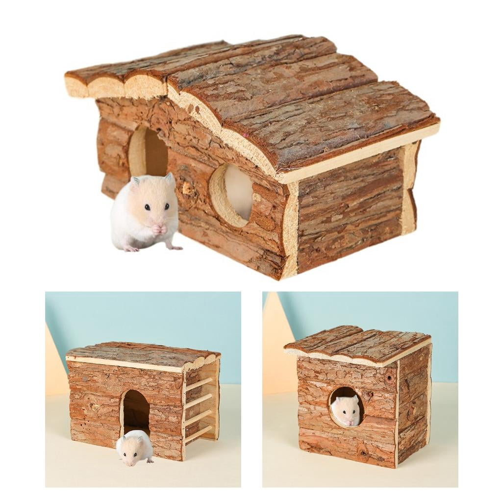 Small Hideouts Cabin Wood Shelter House Scratchproof Hamster Cage Playhouse Squirrels Cage Accessory Furniture