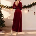 thumbnail image 3 of Womens Christmas Dress Velour Long Sleeve Dresses Women Red Dress A-line Dress Party Dresses Fall Women's Dresses, 3 of 4